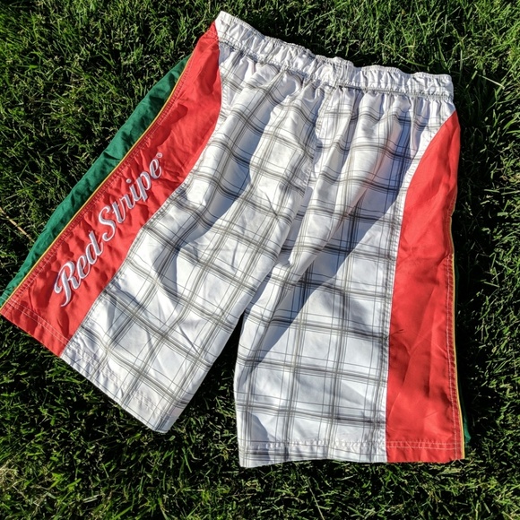 Red stripe men's boys swim trunks L - Picture 6 of 8